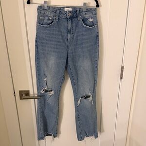 pistola Light Blue Distressed Ankle Crop Jeans